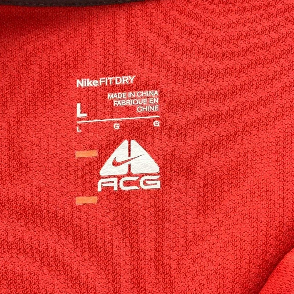 Nike Sweater Mens Large Red Gray ACG Lightweight 1/4 Zip Pullover Outdoor